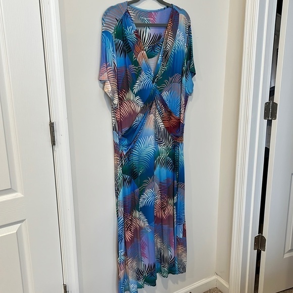 Soft Surroundings Anya Ombré Palms Tropical Midi Summer Dress Size 2X - Picture 2 of 6